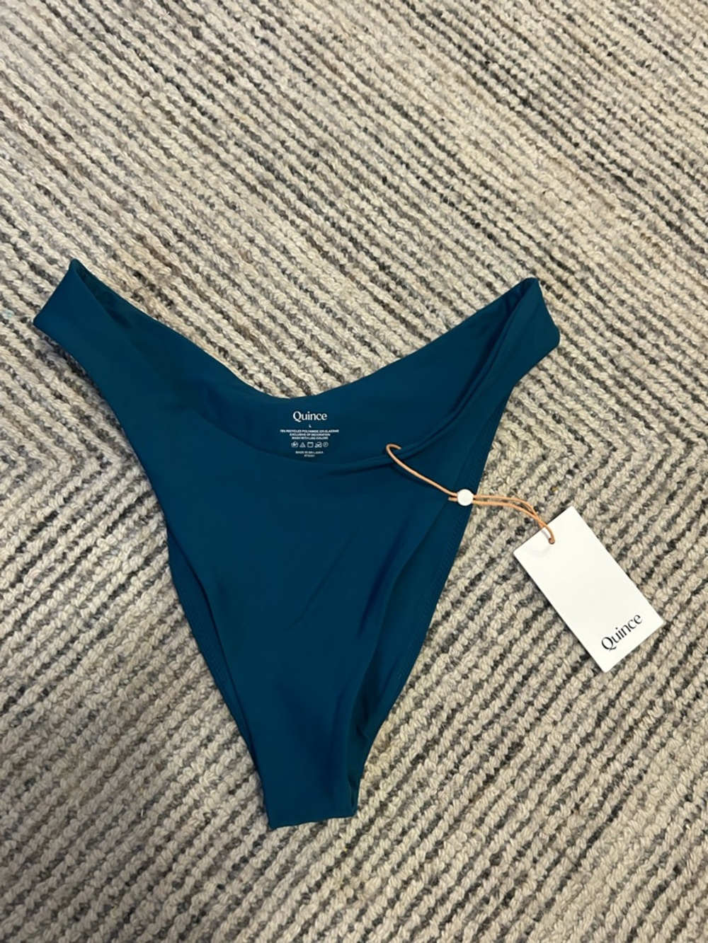 Quince Women’s Teal High-Cut Swim Bottom Size Large